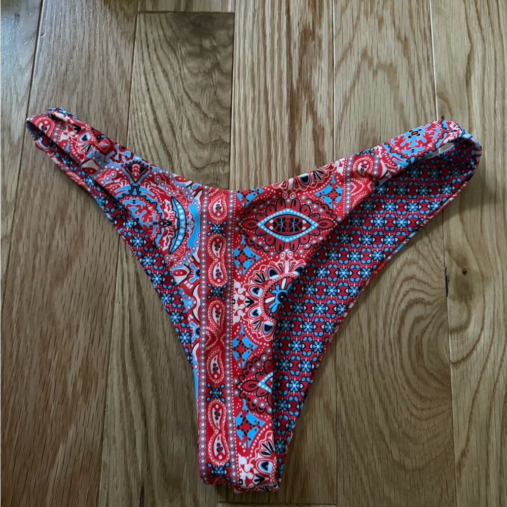 Red and Blue Paisley Bikini Bottom